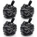 4 Pack Bath Loofah Sponge Shower 60g Pouf Body Charcoal Exfoliate Lather Scrubber Puff Mesh Bath Sponge 4 Pack (Black)