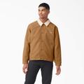 Dickies Men's Duck Canvas High Pile Fleece Jacket - Stonewashed Brown Size XL (TJR04)