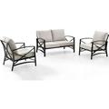 3 Piece Kaplan Outdoor Seating Set with Oatmeal Cushion - Loveseat Two Kaplan Outdoor Chairs