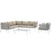 Ergode Harmony 7 Piece Outdoor Patio Aluminum Sectional Sofa Set - White Beige