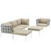 Ergode Harmony 6 Piece Outdoor Patio Aluminum Sectional Sofa Set - White Beige