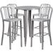 Bowery Hill 5 Piece 30 Round Metal Patio Pub Set in Silver