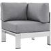 Ergode Shore Outdoor Patio Aluminum Corner Sofa - Silver Gray