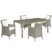 Ergode Conduit 5 Piece Outdoor Patio Wicker Rattan Dining Set - Light Gray White