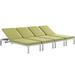 Ergode Shore Chaise with Cushions Outdoor Patio Aluminum Set of 4 - Silver Peridot