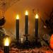 Set of 8 Black Battery Operated Flameless Candles with Remote Timer for Christmas