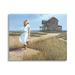 Stupell Industries Woman Standing Windswept Breeze Distant Beach House Painting Gallery Wrapped Canvas Print Wall Art Design by Tom Mielko