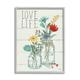 Stupell Industries Love Life Sentiment Blue Yellow Blooming Flowers Blossom Jar Graphic Art Gray Framed Art Print Wall Art 24x30 by Janelle Penner