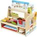 Melissa & Doug Wooden Slice & Stack Sandwich Counter with Deli Slicer 56-Piece Pretend Play Food Pieces