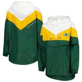 Women's Tommy Hilfiger White/Gold Green Bay Packers Staci Half-Zip Hoodie Windbreaker Jacket