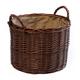 Arthur Cameron Circular Round Wicker Log Basket with Lining and Handles (Medium, Distilled Brown)