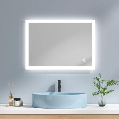Badspiegel mit Beleuchtung led Wandspiegel (70x50cm, Kaltweißes Licht, Touch-Schalter) - Emke