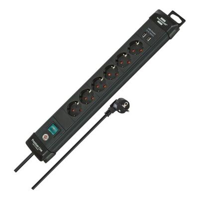 Brennenstuhl 6-fach Steckdosenleiste mit 2x USB »Premium-Line« schwarz schwarz