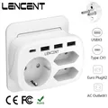 LENCENT – prise murale Multiple ue 7 en 1 avec 3 prises ca 3 Ports USB et 1 adaptateur de Type C