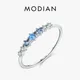 Modian – bague en argent Sterling 925 Fine Simple empilable mode breloque en zircone bleue