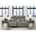 Signature Design by Ashley Backtrack Power Reclining Loveseat w/ Control & Adjustable Headrest Faux in Gray | 43.5 H x 75.5 W x 40 D in | Wayfair