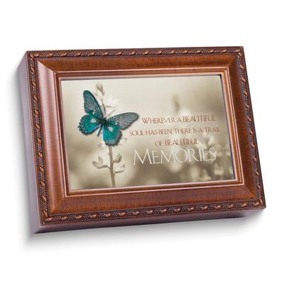 Curata Memories Sentiment Poem Bereavement Woodgrain Resin Music Box (Plays Edelweiss)