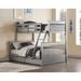 Contemporary Design Twin over Full Bunk Bed in Gray with Featured Storage Drawers and French Gray Color Finish for Bedroom