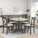 5-Piece Americana Faux Marble Dining Table Set with 4 X-back Chairs for Country House City Apartment Dining Room