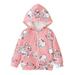 KIMI BEAR Toddler Girls Jacket 3T Toddler Girls Autumn Winter Top 3T Toddler Girls Sweet Elephant Print Hooded Long Sleeve Zip Top Pink