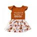 HULKLIFE Baby Cute Hanging Short Sleeve + Woven Printed Short Skirt Two Piece Set