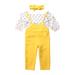 Gwiyeopda Kid Girls Ruffle Sleeveless Off-shoulder Floral Print Tops + Suspender Pants + Bow Headband 3Pcs Suit