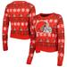 Women's FOCO Red Cleveland Browns Ugly Holiday Cropped Sweater