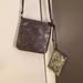 Coach Bags | Coach Gray Crossover Pocketbook With Matching Wristlet With Silver Rose Pattern. | Color: Brown/Silver | Size: 7 X 7