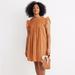Madewell Dresses | Madewell Eyelet Ruffle Sleeve Pintuck Mini Dress In Mulled Cider Sz Xs | Color: Orange | Size: Xs