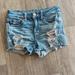 American Eagle Outfitters Shorts | Ae American Eagle Destroyed Jean Shorts High Rise Shorties Sz 2 B24 | Color: Blue/Gray | Size: 2