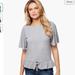 Jessica Simpson Tops | Jessica Simpson Women's Kylie Boat Neck Tie Front Top, Light Heather Grey, Xsmal | Color: Red/Tan | Size: Xs