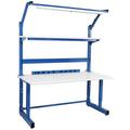 BenchPro 30 x 72 x 30 to 36 in. Adjustable Height Dewey Complete Workstations Set with Formica Laminate Top Light Blue & White