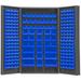 Durham SJC-BDLP-192-5295 14 Gauge Deep Style Lockable Double Door Cabinet with 192 Blue Hook on Bins Gray - 48 in.