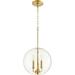 3 Light Globe Pendant in Crystal Style 12 inches Wide By 14 inches High-Aged Brass Finish Bailey Street Home 183-Bel-3399814