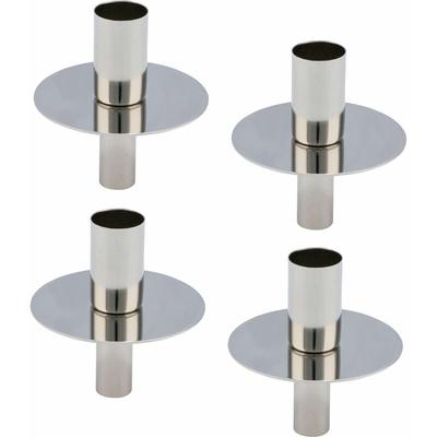 Spetebo - Metall Flaschen Kerzenhalter silber - 4er Set / 8 cm - Kerzenständer für Stabkerzen und Image