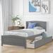 Minimalistic Twin Wood Platform Bed with 2 Drawers Under-bed Storage&Headboard, 79.5''L*41.7''W*37.5''H, 78LBS