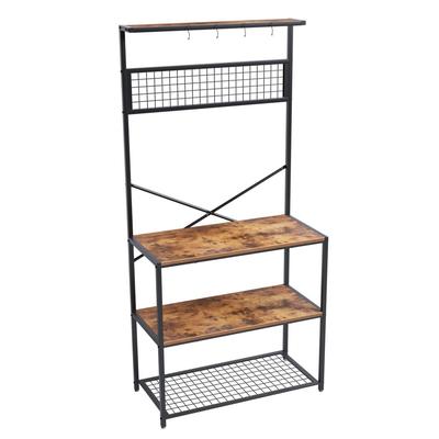 Modern Metal Wood 4-Shelf Kitchen Baker's Rack Microwave Stand - 66.93'' H x 31.5'' W x 15.7'' D