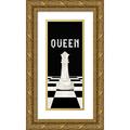 Reed Tara 12x24 Gold Ornate Wood Framed with Double Matting Museum Art Print Titled - Rather be Playing Chess Pieces white panel VI-Queen