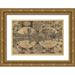 Godson W. 24x17 Gold Ornate Wood Framed with Double Matting Museum Art Print Titled - World Map with Planets