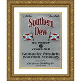 Vintage Booze Labels 19x24 Gold Ornate Wood Framed with Double Matting Museum Art Print Titled - Southern Dew Kentucky Straight Bourbon Whiskey