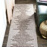 Zolak Berber Stripe Geometric Beige/Brown 2 ft. x 8 ft. Indoor/Outdoor Runner Rug