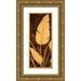 Parks David 12x24 Gold Ornate Wood Framed with Double Matting Museum Art Print Titled - Tropical Palm Triptych II