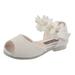 TAIAOJING Girls Wedding Party Dress Shoes Rhinestone Flower Low Heel Flower Wedding Party Dress Pump Princess For Kids Toddler Non-Slip Shoe