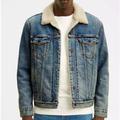 Levi's Jackets & Coats | Levis Sherpa Jacket Denim Trucker Jacket Blue Light Wash Size Xl | Color: Blue/White | Size: Xl