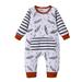 Fesfesfes Infant Baby Jumpsuit Girls Long Sleeve Cartoon Stripe Romper Jumpsuit Clothe Plus Size Clearance $10