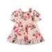 UK Baby Girls Princess Dresses Kids Party Wedding Pageant Bowknot Tutu Short Sleeve Dress Girl Clothing Pink Floral Clothes