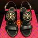 Tory Burch Shoes | Brand New Metal Miller Wedge Size 6 Black | Color: Black | Size: 6