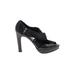 J.Crew Heels: Slip On Chunky Heel Chic Black Solid Shoes - Women's Size 6 1/2 - Open Toe