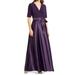 Surplice Neckline Satin Formal Dress - Purple - Alex Evenings Dresses