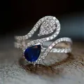 Huitan – bague en zircone cubique pour femme bijou de mariage Design Unique blanc/bleu goutte